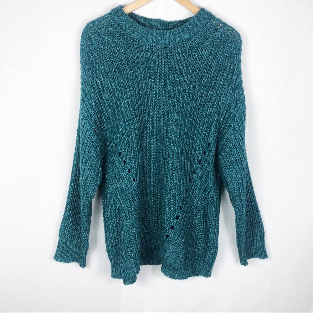American Eagle Outfitters Teal Crew Neck Sweater